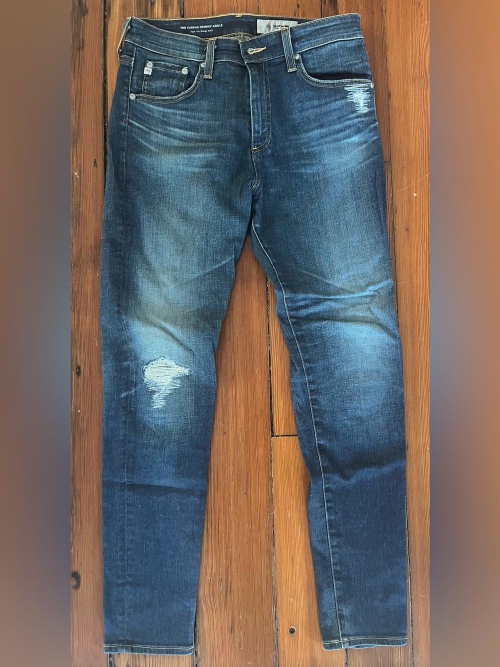 AG Adriano Goldschmied Farrah Skinny Ankle Jeans 29 Distressed